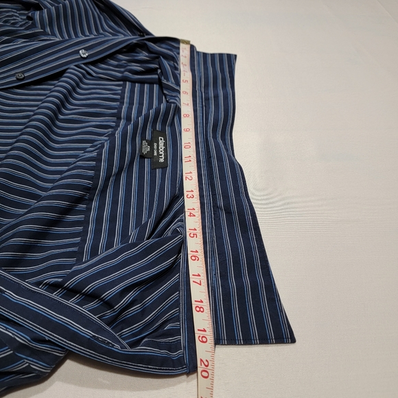Claiborne Easy Care Blue with Stripes Button Down Shirt Men's Size XXL - Picture 11 of 15